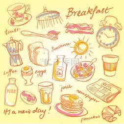 早餐食品和图标