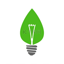 绿色灯泡图片_与被隔绝的绿色新芽的节能灯。