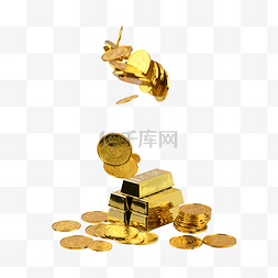 经济奖金金条硬币金币堆