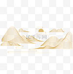 中式金色线条山水