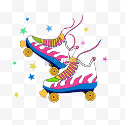 粉色运动童鞋图片_彩色滚轮女孩鞋插画