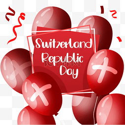 红色气球十字瑞士共和国日
