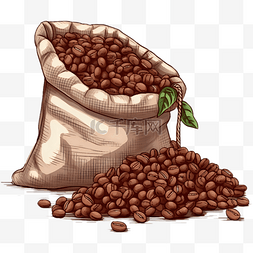 麻袋图片_卡通咖啡豆袋装咖啡