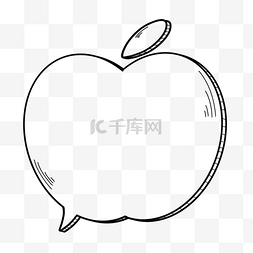 简约黑白线稿苹果形状气泡对话框