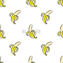 卡通香蕉底纹图片_矢量无缝模式用一只手在白色的背