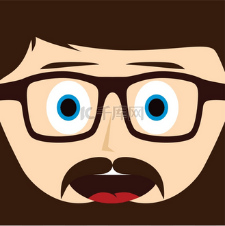 极客小胡子的家伙卡通人物.