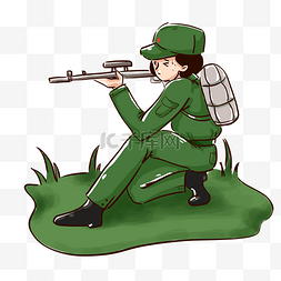 八一建军节军旅拿狙击枪的女兵