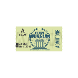 游览图标图片_城市历史博物馆隔离卡门票。