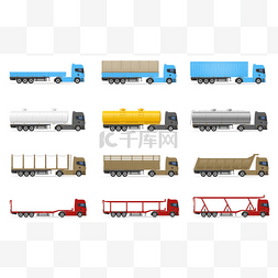 半卡车图片_设置图标卡车半拖车矢量图