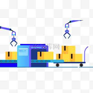 传送带自动化扁平风格快递物流矢量