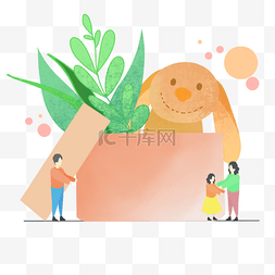韩国儿童节的家庭月插画