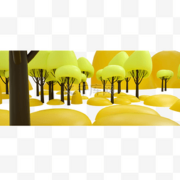 C4D立体黄色树林