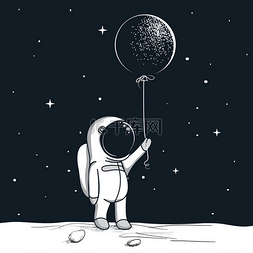 冒险宇航员在月球上