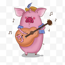 音符可爱音符图片_可爱的小猪乡村音乐家