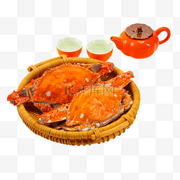 中秋中秋节茶水梭子蟹