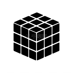 立方体的图片_Rubic 的立方体游戏形状是黑色图标