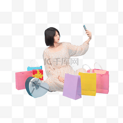 节日促销购物图片_618白天美女室内手机
