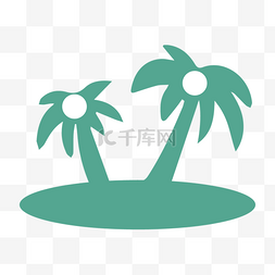 卡通沙滩椰树图片_绿色白色卡通椰树
