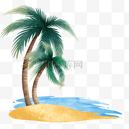 涅槃的凤凰图片_水彩沙滩棕榈树