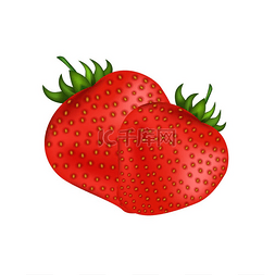 绿色食物背景图片_在白色隔绝的成熟新鲜的红色草莓