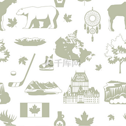 加拿大无缝图案加拿大传统符号和