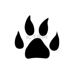 狗或猫的动物足印孤立的黑色轮廓