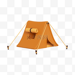 PNG帐篷图片_C4D3D立体旅行小装饰黄色帐篷