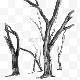 素描树木图片素材_素描枯树树枝
