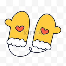 可爱黄色爱心手套