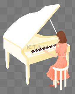 钢琴键楼梯图片_音乐节女孩弹钢琴