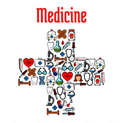 医学十字架形状的医学和医院符号