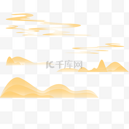 意境山水画素材图片_金色中式山水画底纹