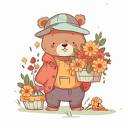 一只买鲜花的小熊