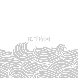 线性海洋图片_与波浪的卡片设计。