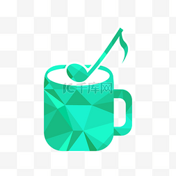 设计音符图片_音乐咖啡杯低聚风格几何创意