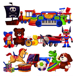 动物狗狗的可爱图片_玩具堆可爱的彩色儿童玩具堆着汽