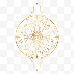 金色星座占卜圆形图案金色线描