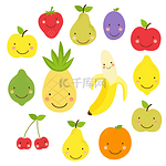 可爱微笑字符的水果