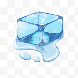 冰块融化液滴水面插画