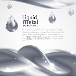 金属流动图片_液体的银色金属背景