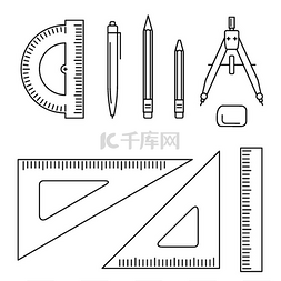 绘图仪器的矢量线图标。