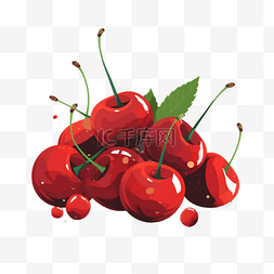 扁平化餐厅图标图片_扁平插画手绘免抠元素樱桃