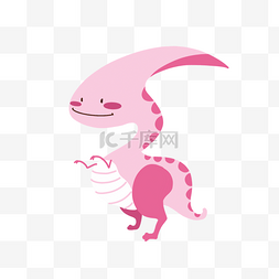 小恐龙红色图片_斯堪的纳维亚风格粉红色可爱恐龙