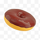 棕色卡通3D立体小吃美食甜甜圈