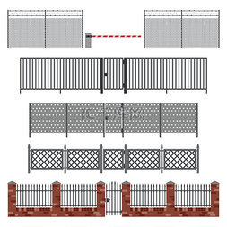 铁丝图片_平面样式的金属栅栏和大门。