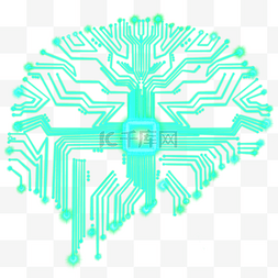 蓝色科技光线点图片_大脑电路器官发光线条几何