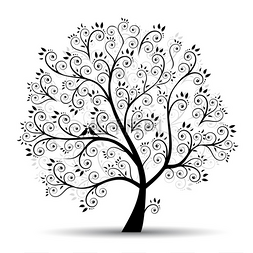 albero图片_美丽的艺术树，黑色的轮廓