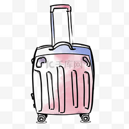 紫色粉色手绘水彩图片_紫色粉色简约水彩晕染旅行行李箱