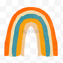 漂亮彩虹图片_橙色水彩波西米亚风格彩虹