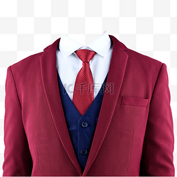 红领带正装图片_摄影图白衬衫红西装红领带